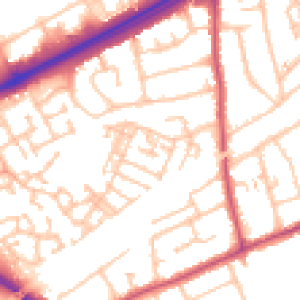 Daytime road noise heatmap for RM3 0LE