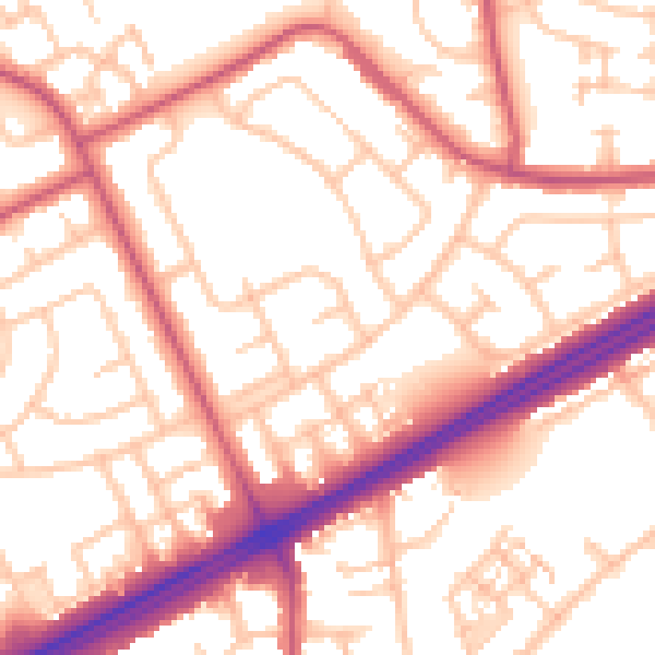 Daytime road noise heatmap for RM3 9JL