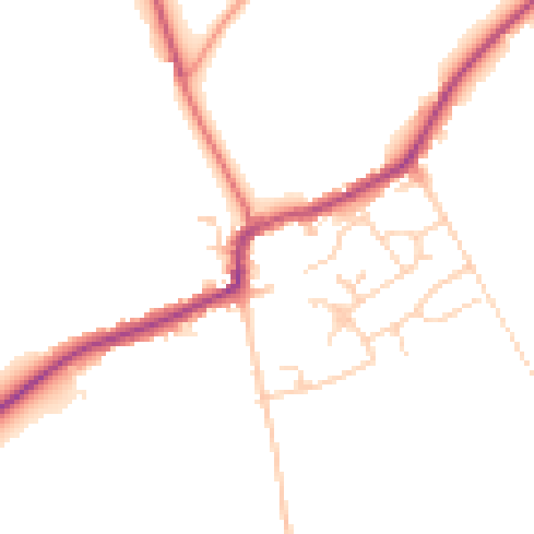 Daytime road noise heatmap for RM4 1BB