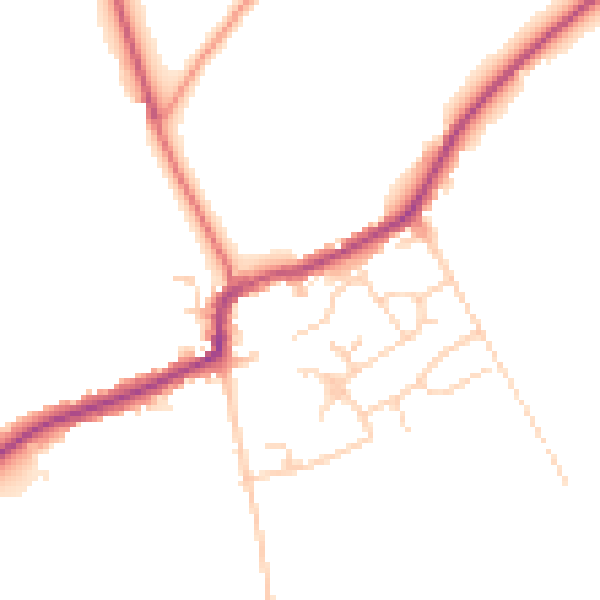 Daytime road noise heatmap for RM4 1UQ