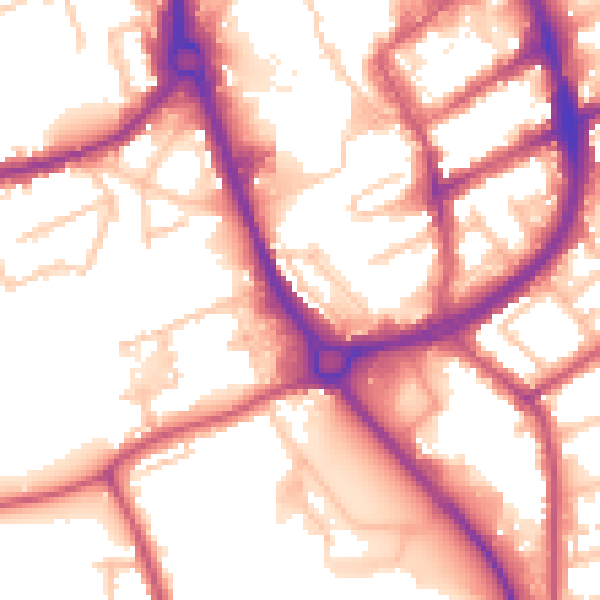 Daytime road noise heatmap for RM7 0AA