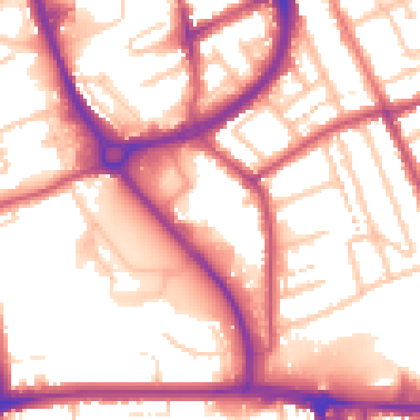 Daytime road noise heatmap for RM7 0AZ