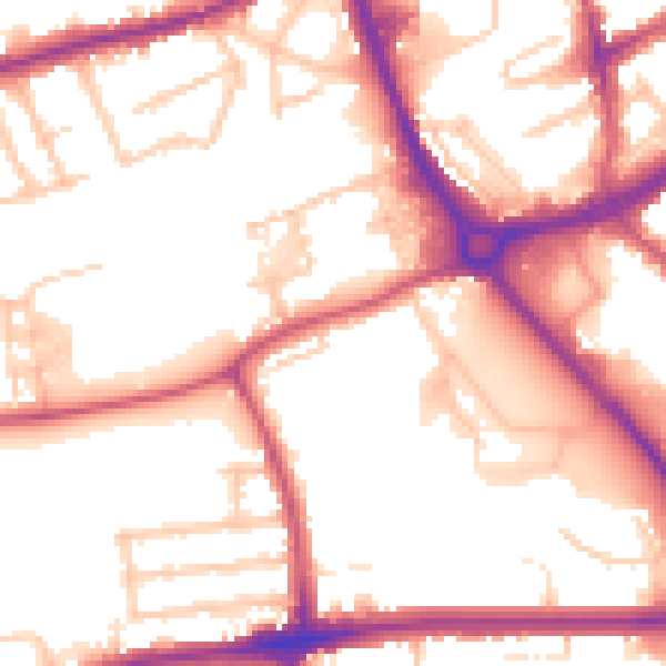 Daytime road noise heatmap for RM7 0BD