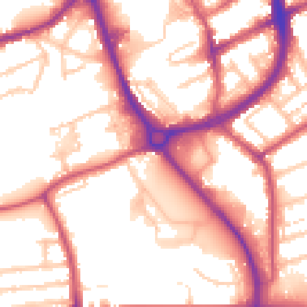 Daytime road noise heatmap for RM7 0BG