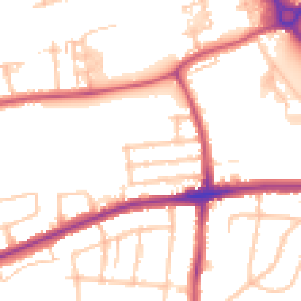 Daytime road noise heatmap for RM7 0BS