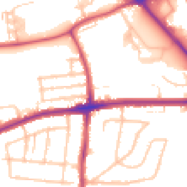 Daytime road noise heatmap for RM7 0DD