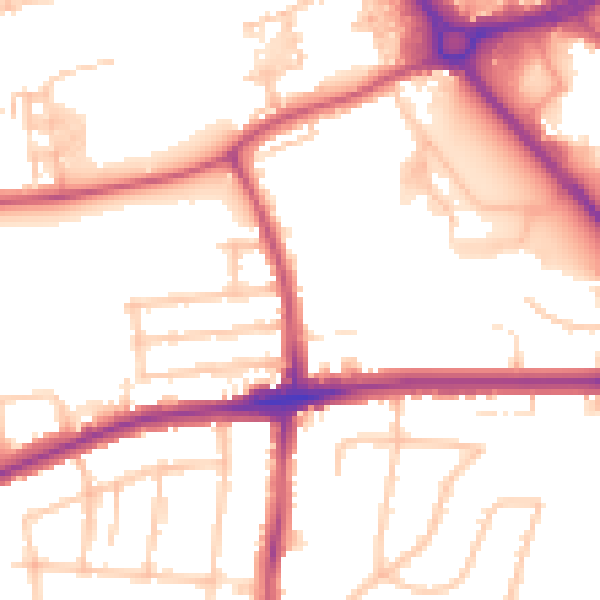 Daytime road noise heatmap for RM7 0DH