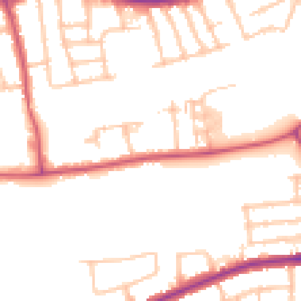 Daytime road noise heatmap for RM7 0EL