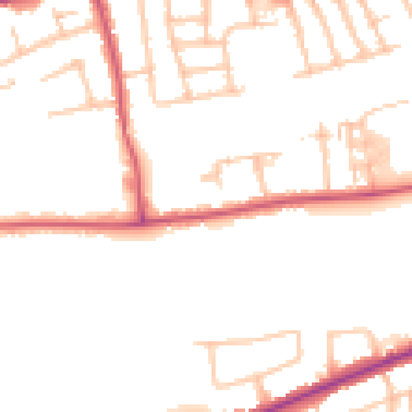 Daytime road noise heatmap for RM7 0EP