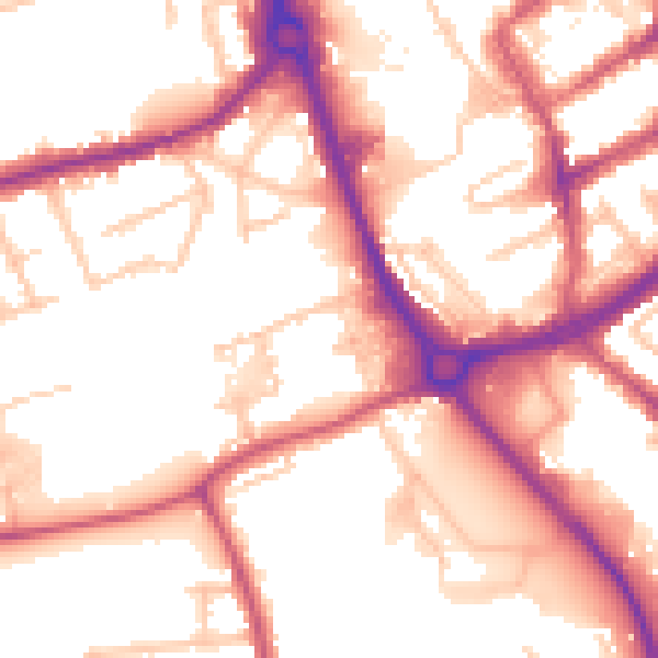 Daytime road noise heatmap for RM7 0FA