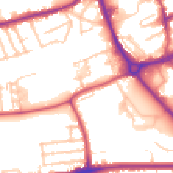 Daytime road noise heatmap for RM7 0FQ