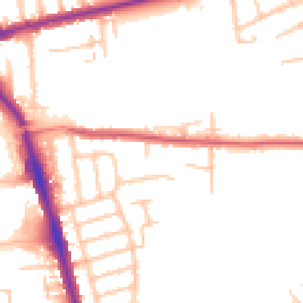 Daytime road noise heatmap for RM7 0HD