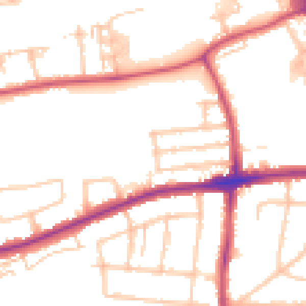 Daytime road noise heatmap for RM7 0QS