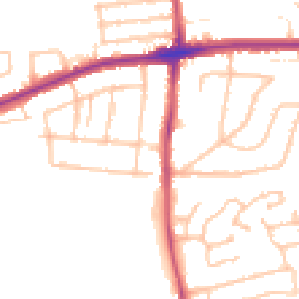 Daytime road noise heatmap for RM7 0UA