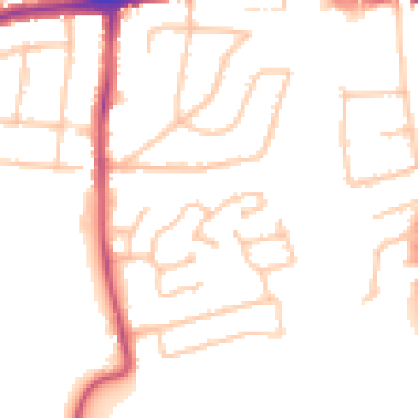 Daytime road noise heatmap for RM7 0YQ
