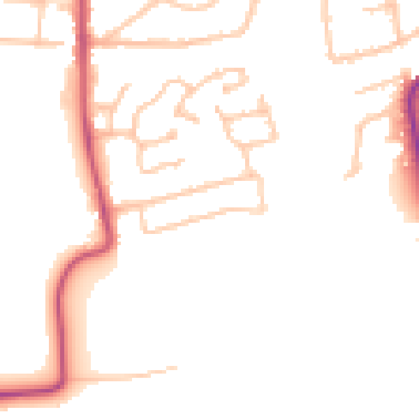Daytime road noise heatmap for RM7 0YT