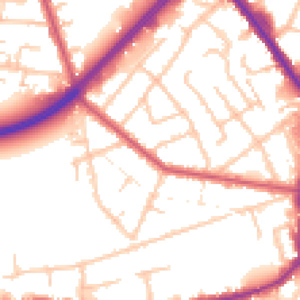 Daytime road noise heatmap for RM7 7BG
