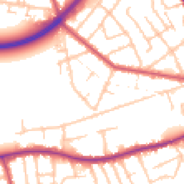 Daytime road noise heatmap for RM7 7BL