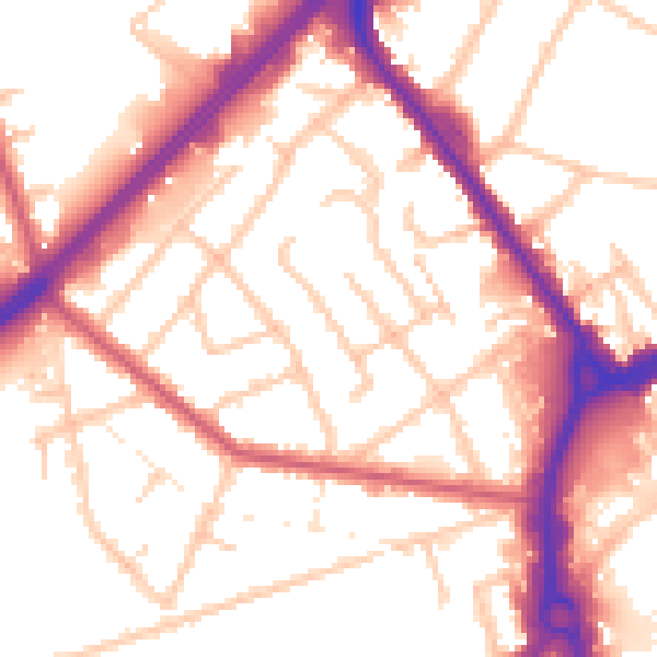 Daytime road noise heatmap for RM7 7EJ