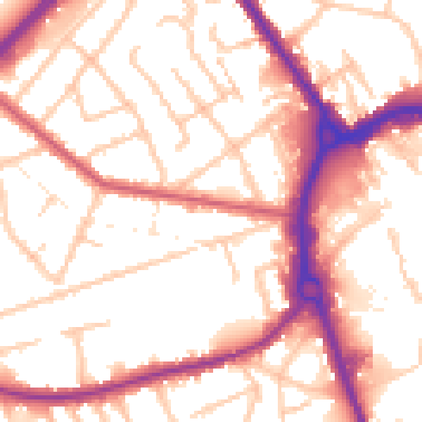Daytime road noise heatmap for RM7 7HL