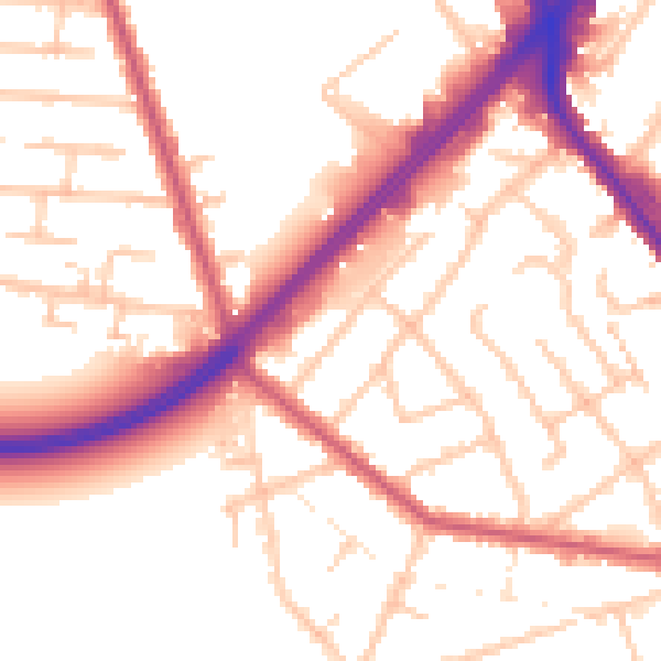 Daytime road noise heatmap for RM7 7JD