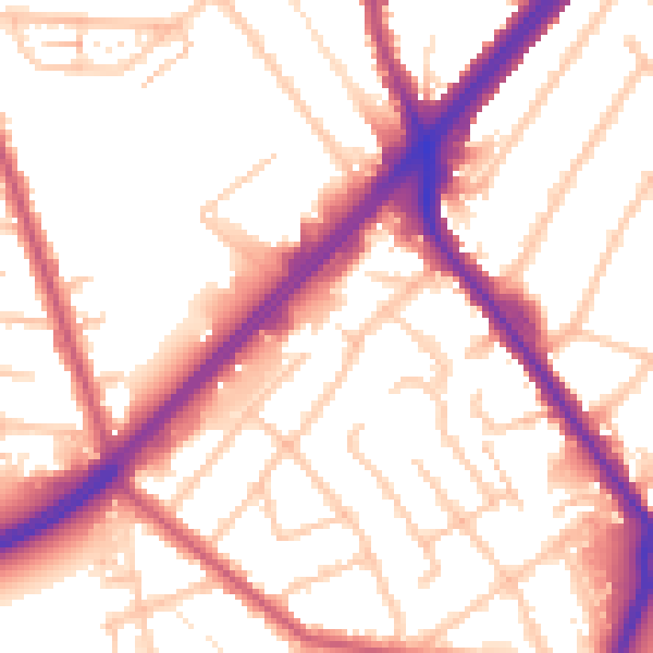 Daytime road noise heatmap for RM7 7JL