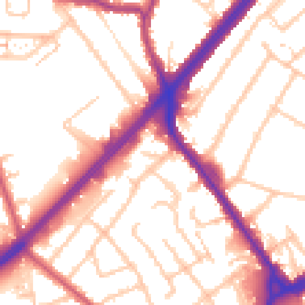 Daytime road noise heatmap for RM7 7JP