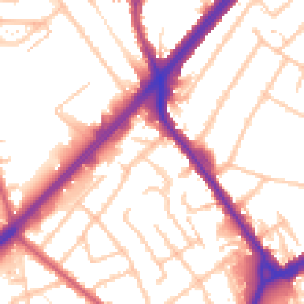 Daytime road noise heatmap for RM7 7JR