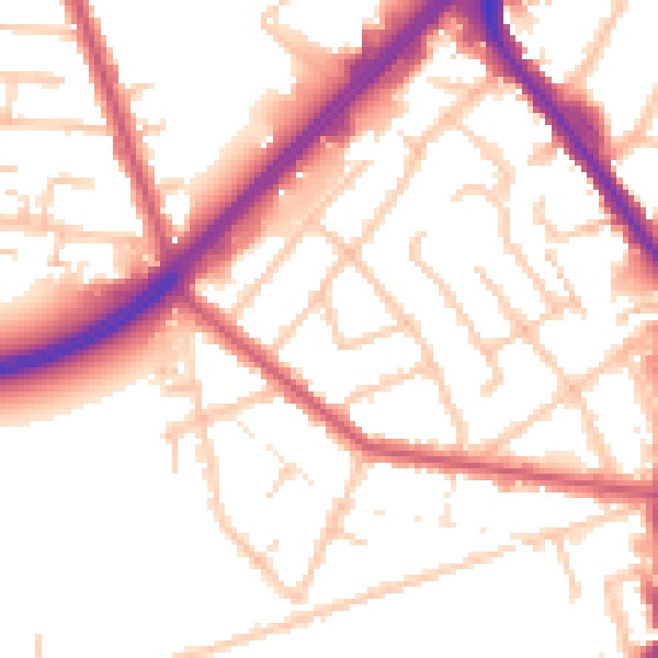 Daytime road noise heatmap for RM7 7JX