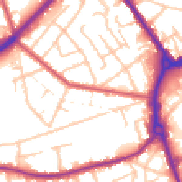 Daytime road noise heatmap for RM7 7LL