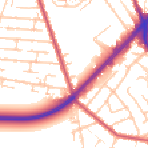 Daytime road noise heatmap for RM7 8DA