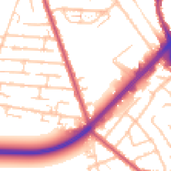 Daytime road noise heatmap for RM7 8DD