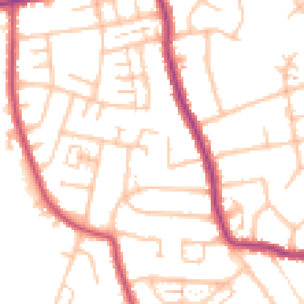 Daytime road noise heatmap for RM7 8HJ