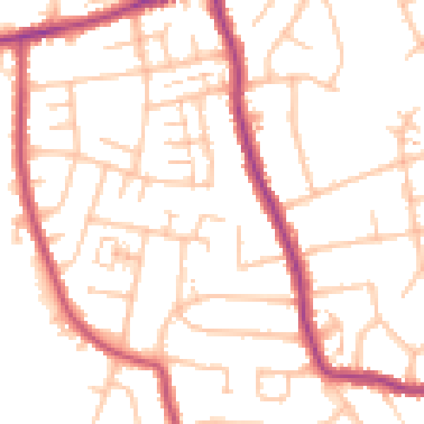Daytime road noise heatmap for RM7 8HL