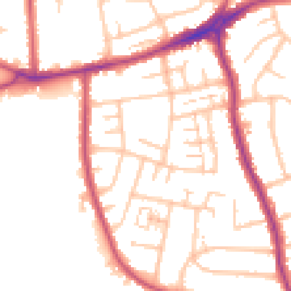 Daytime road noise heatmap for RM7 8NX