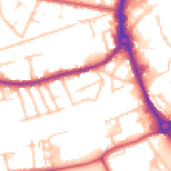 Daytime road noise heatmap for RM7 9AJ
