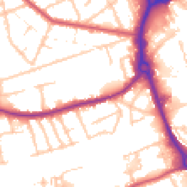 Daytime road noise heatmap for RM7 9BZ