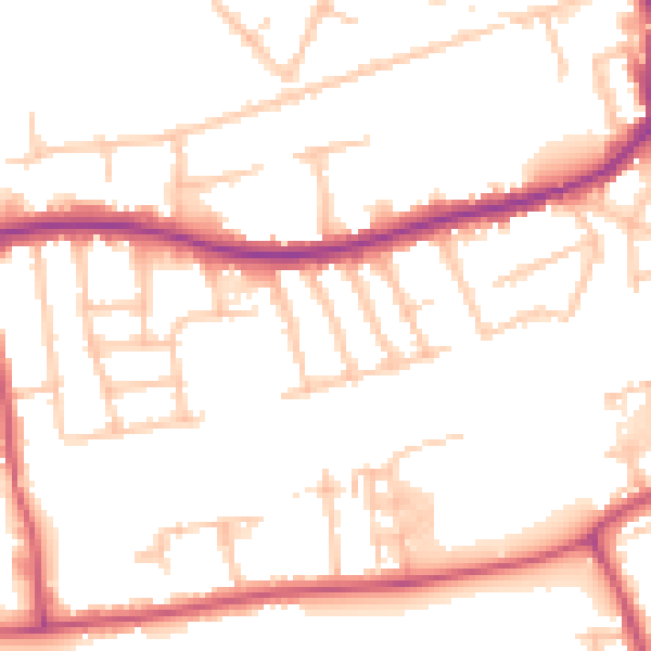 Daytime road noise heatmap for RM7 9DL