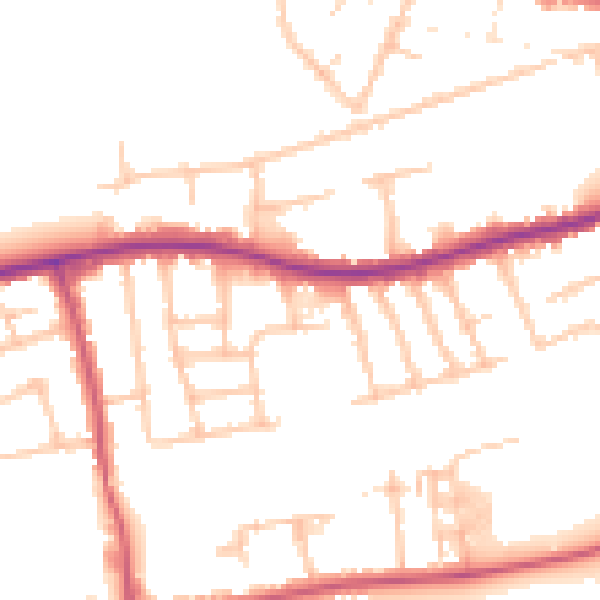 Daytime road noise heatmap for RM7 9EA