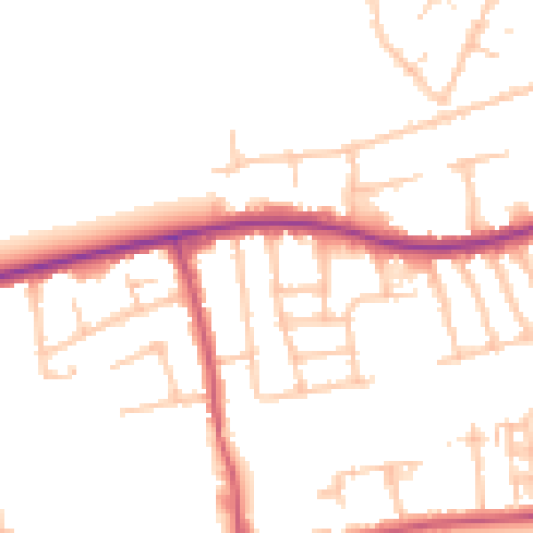 Daytime road noise heatmap for RM7 9JD
