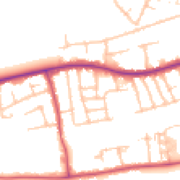 Daytime road noise heatmap for RM7 9JH