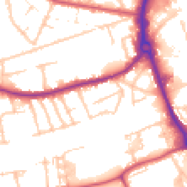 Daytime road noise heatmap for RM7 9QF