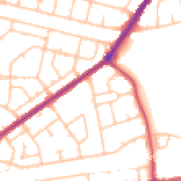 Daytime road noise heatmap for RM9 4AA