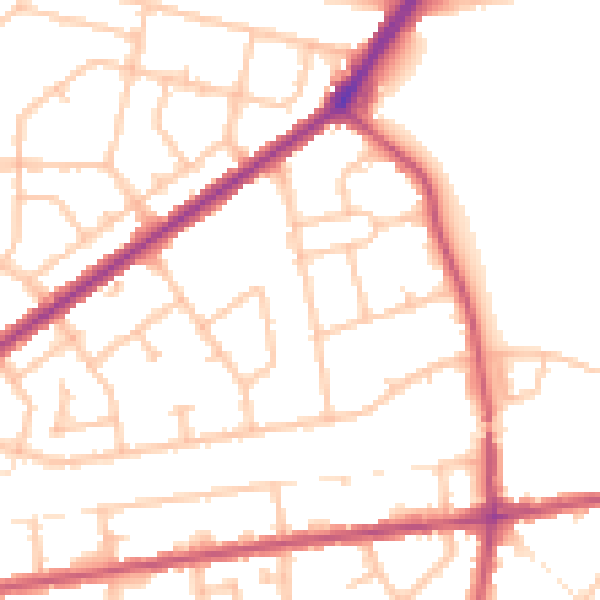 Daytime road noise heatmap for RM9 4AB