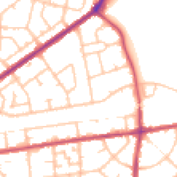 Daytime road noise heatmap for RM9 4AD