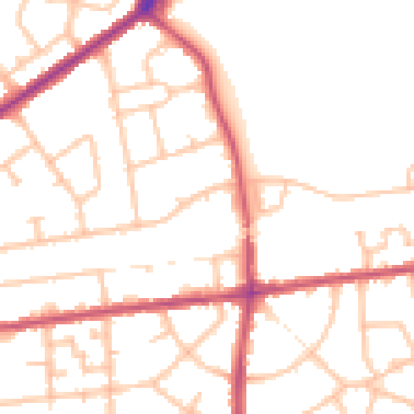Daytime road noise heatmap for RM9 4AJ