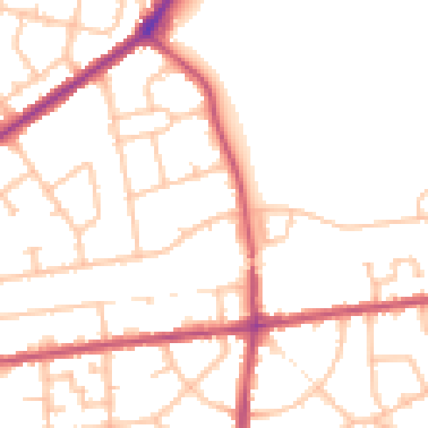 Daytime road noise heatmap for RM9 4AL