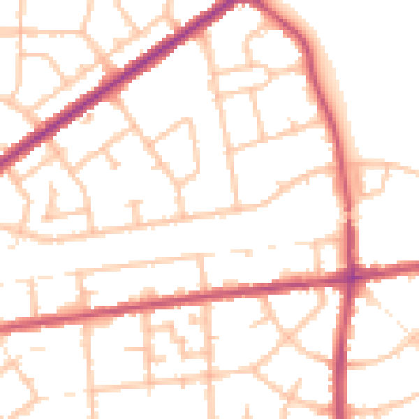Daytime road noise heatmap for RM9 4AP