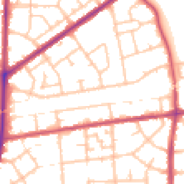 Daytime road noise heatmap for RM9 4AR