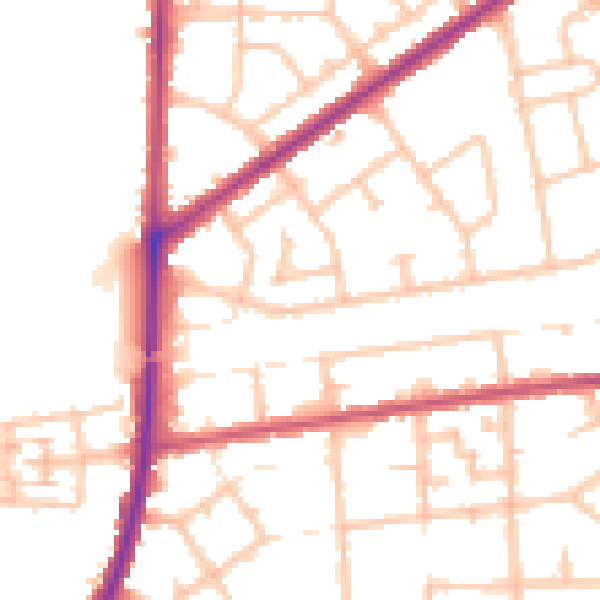 Daytime road noise heatmap for RM9 4AT